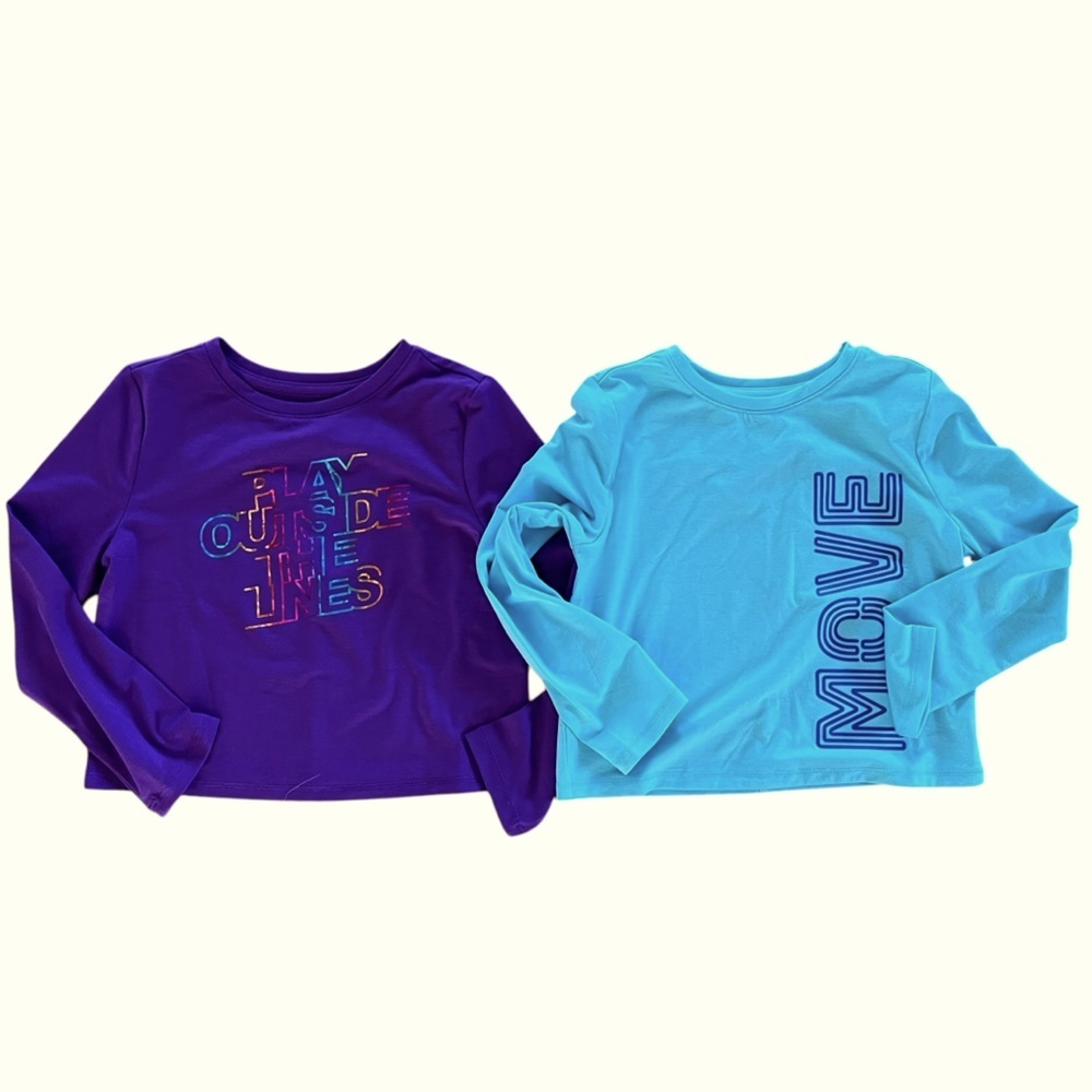 🌼 5/$20 Athletic Works Activewear Tops Long Sleeve Graphic Shirts XS Girls 4-5